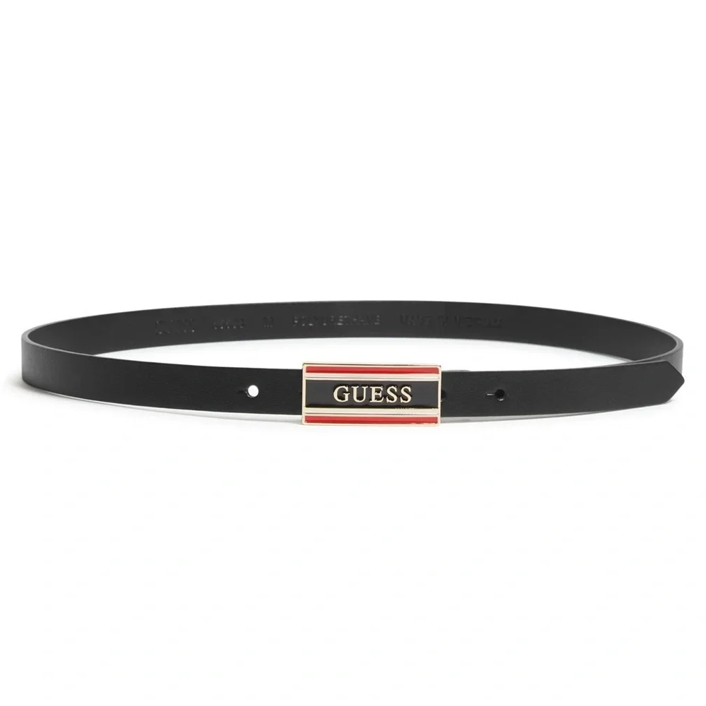 New Guess Women’s Black Belt with Red Accent